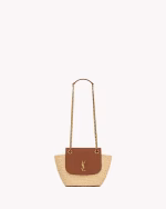 Sac YSL Mini Manon en raphia et en cuir à tannage végétal