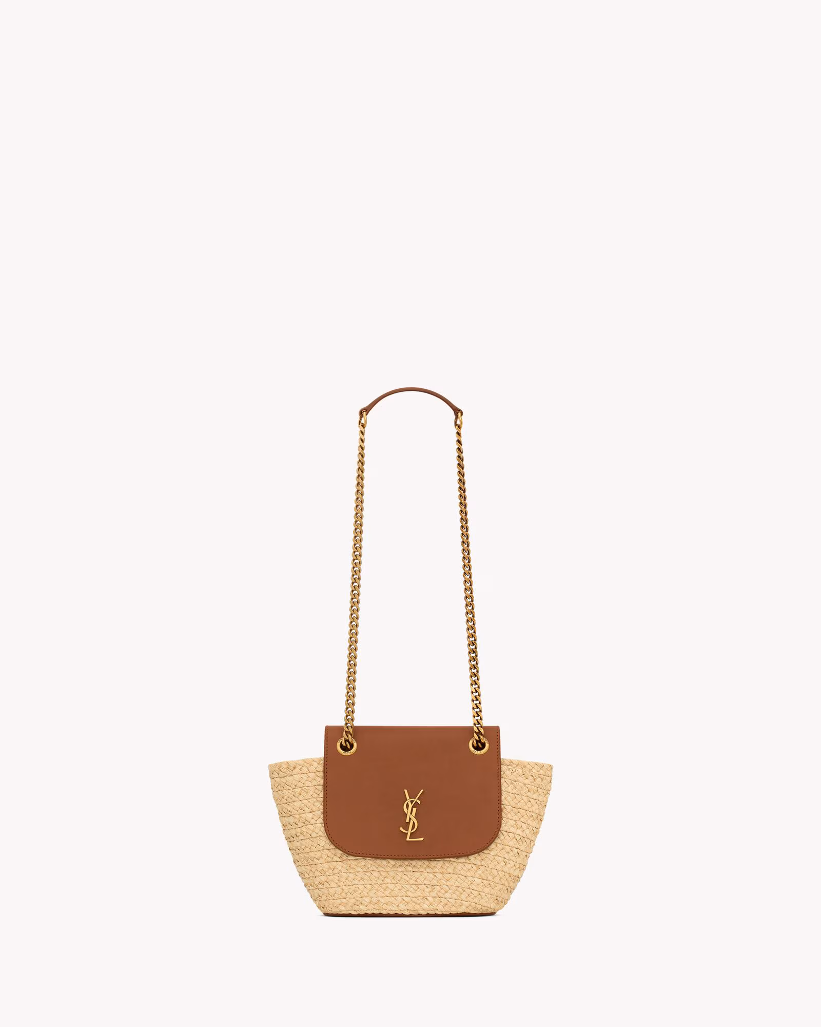 Sac YSL Mini Manon en raphia et en cuir à tannage végétal
