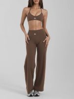 Ensemble Alo Marron Chocolat Halter & Pantalon Large